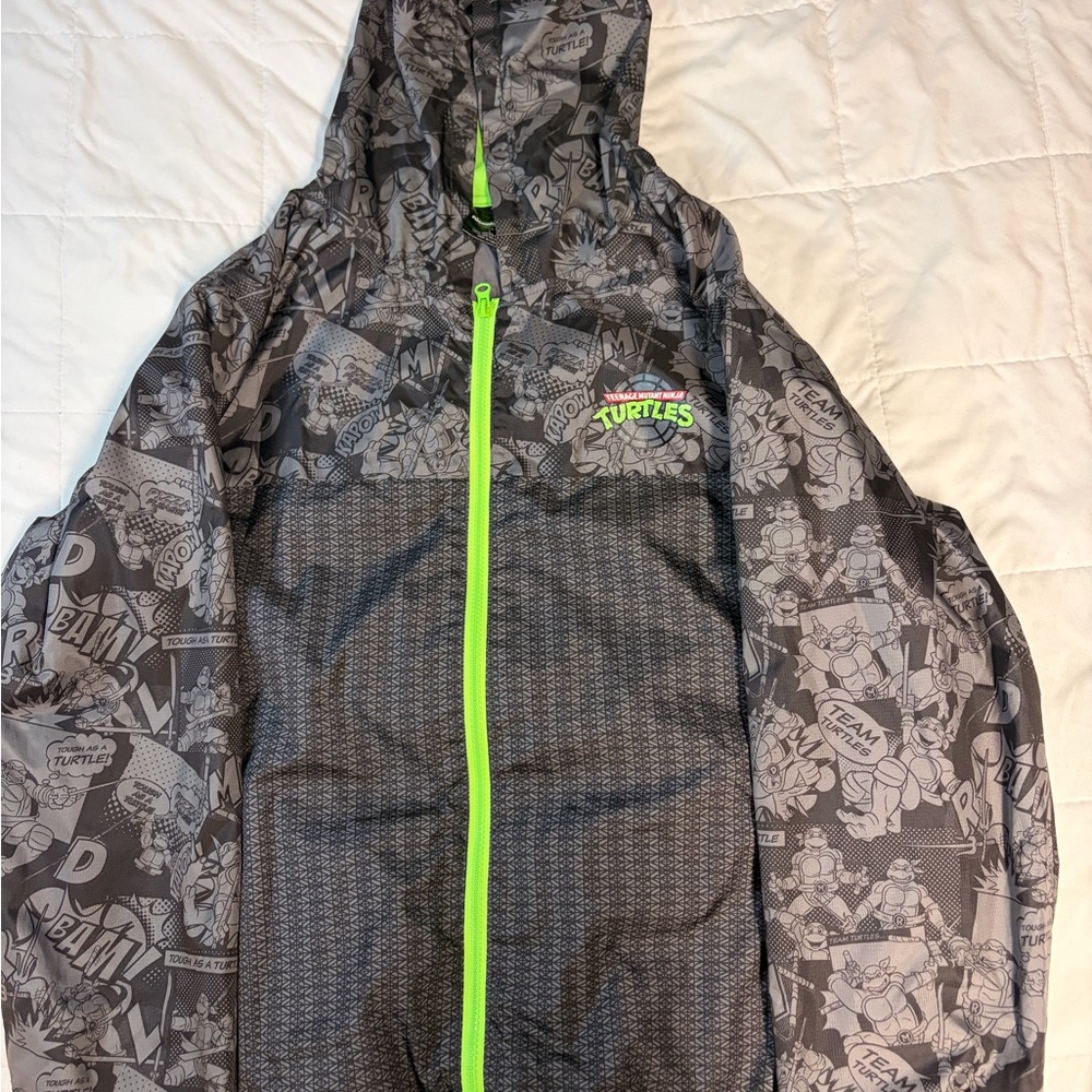 Nickelodeon Gray Raincoat with Neon Green Zipper